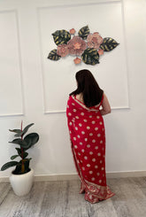 Red georgette party wear saree - kasumi.in